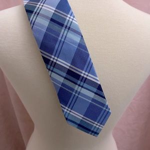 NWT Pronto Uomo Platinum Silk Tie Blue Black Plaid